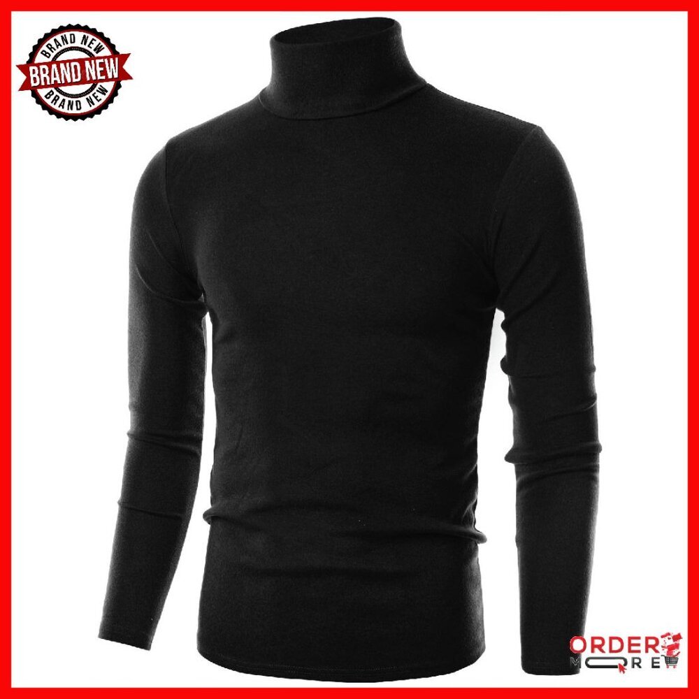 Men's Slim Fit Turtleneck Sweater 100% Cotton Lightweight Pullover